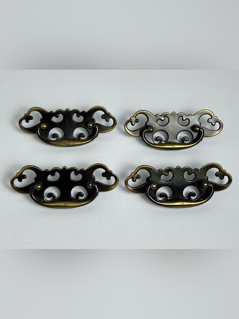 VTG Lot of 4 Chippendale Style 1478 Brass Drawer Cabinet Dresser Pull Handles